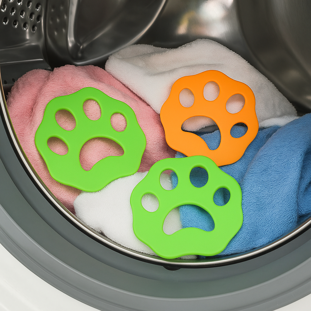 4PCS Reusable Pet Hair Remover for Laundry – Washing Machine Lint Catcher for Dog & Cat Fur (Green & Orange Mix)