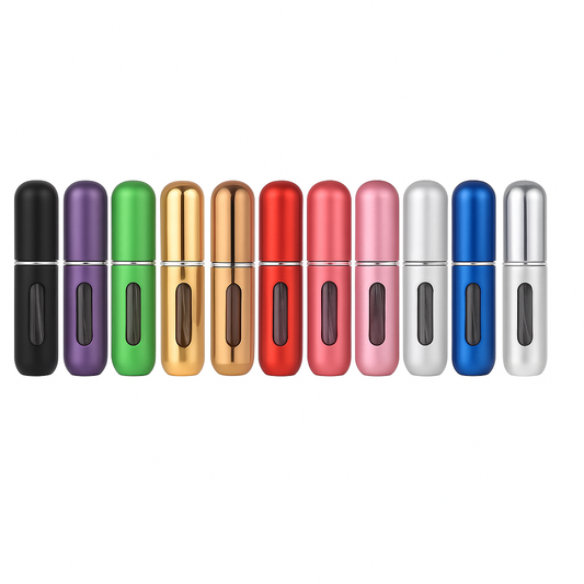 Portable 5ml Travel Perfume Atomizer – Refillable Mini Spray Bottle for Fragrance, Aftershave & Essential Oils (Aluminium, Pocket-Sized Gift)