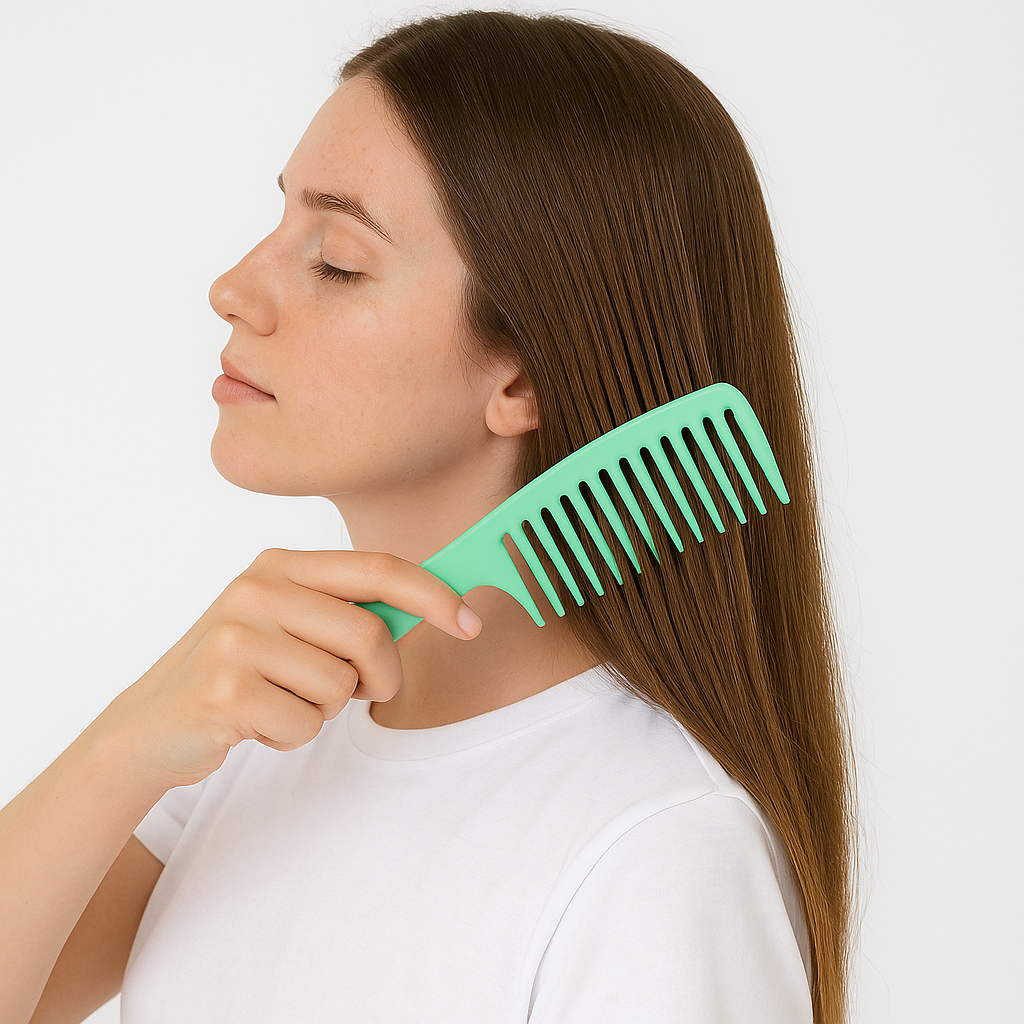 Professional Extra-Large Wide-Tooth Shampoo Rake Comb – 250mm Detangling Hair Brush for Thick, Curly & Wet Hair (Heatless Styling)