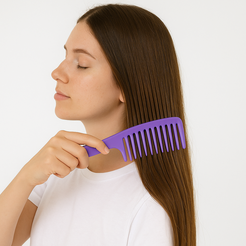 Professional Extra-Large Wide-Tooth Shampoo Rake Comb – 250mm Detangling Hair Brush for Thick, Curly & Wet Hair (Heatless Styling)