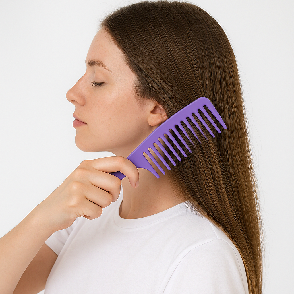Professional Extra-Large Wide-Tooth Shampoo Rake Comb – 250mm Detangling Hair Brush for Thick, Curly & Wet Hair (Heatless Styling)