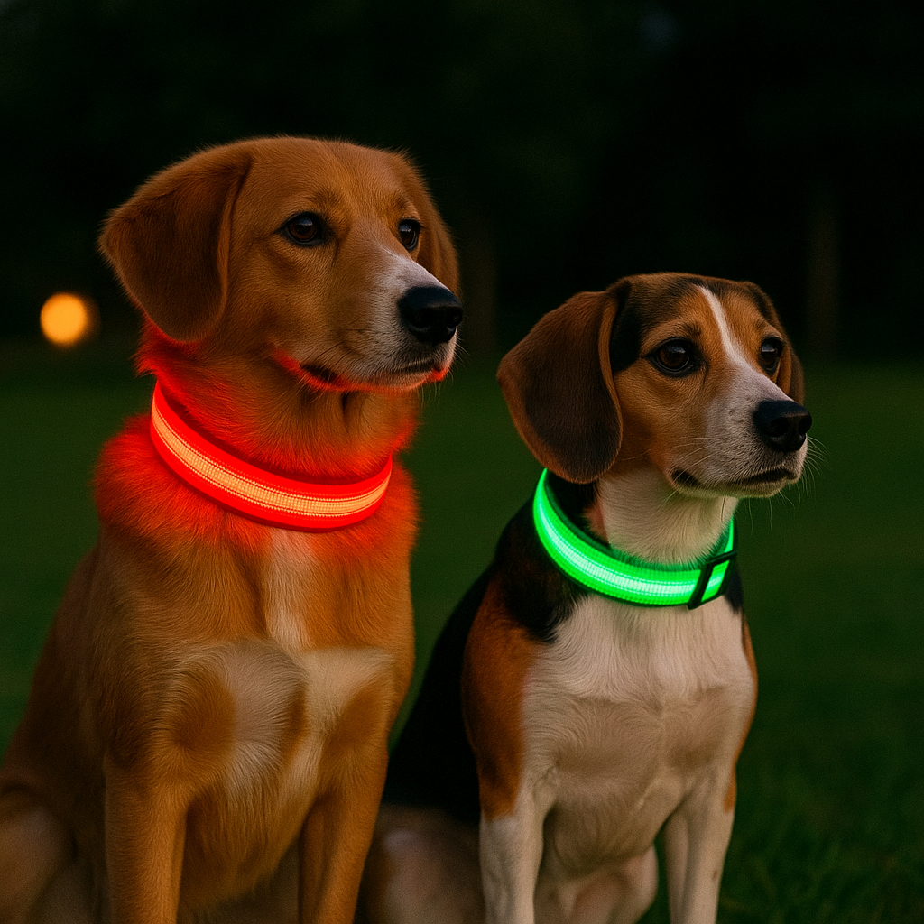 LED Dog Collar – USB Rechargeable, Waterproof, Adjustable Light-Up Safety Collar for Night Walks (All Sizes & Colors)