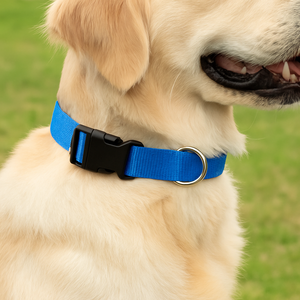 Adjustable Nylon Dog Collar – Soft, Durable & Waterproof with Quick-Release Buckle and Metal D-Ring (Multiple Sizes & Colours)