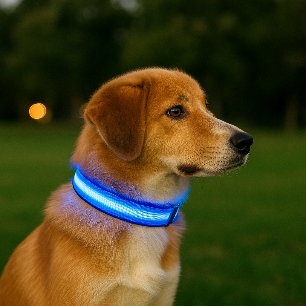 LED Pet Dog Collar with Safety Luminous Flashing Light Up, USB Rechargeable