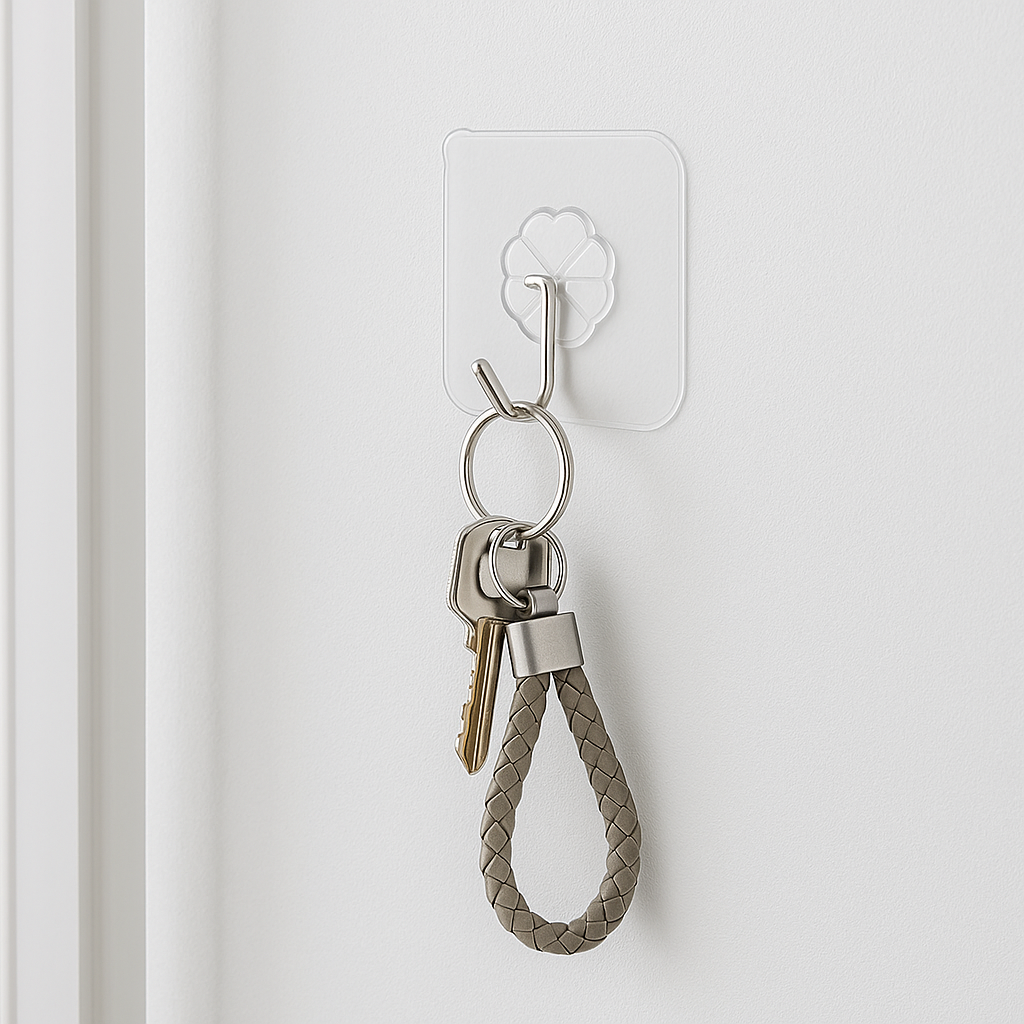Extra Strong Transparent Adhesive Wall Hooks – 7KG Max Capacity, No-Trace, Easy-Remove, Stick-On Design (Damage-Free)