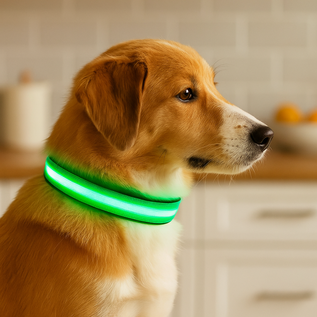 LED Pet Dog Collar with Safety Luminous Flashing Light Up, USB Rechargeable
