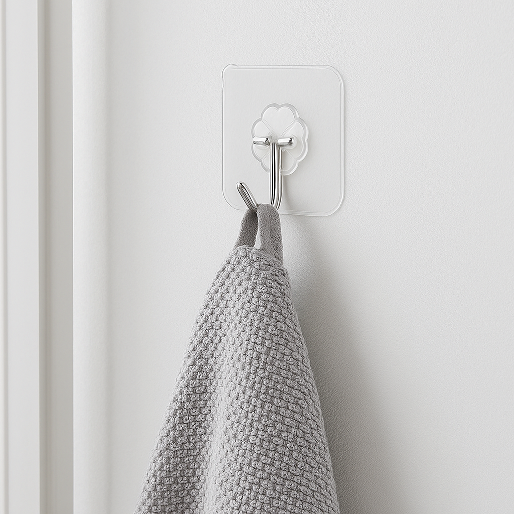 Extra Strong Transparent Adhesive Wall Hooks – 7KG Max Capacity, No-Trace, Easy-Remove, Stick-On Design (Damage-Free)