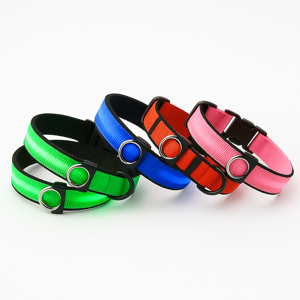 LED Pet Dog Collar with Safety Luminous Flashing Light Up, USB Rechargeable