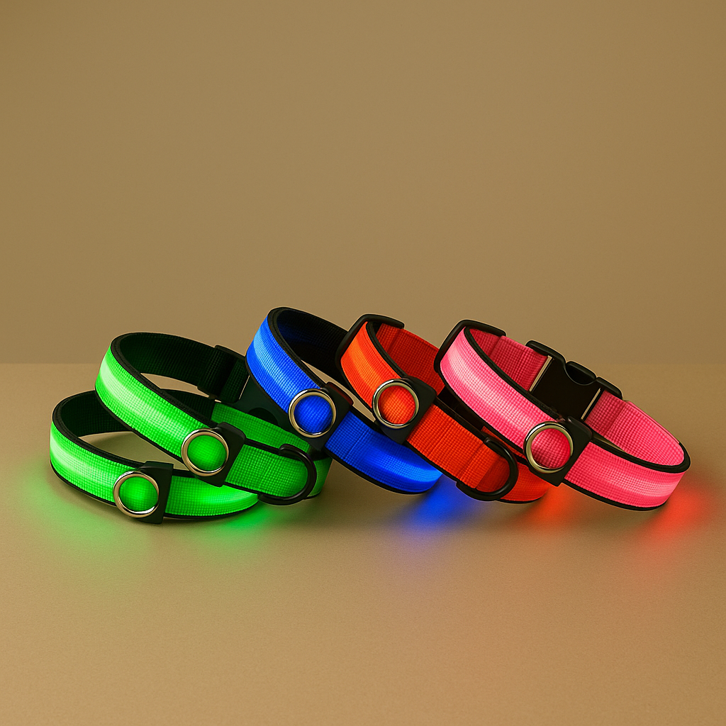 LED Pet Dog Collar with Safety Luminous Flashing Light Up, USB Rechargeable