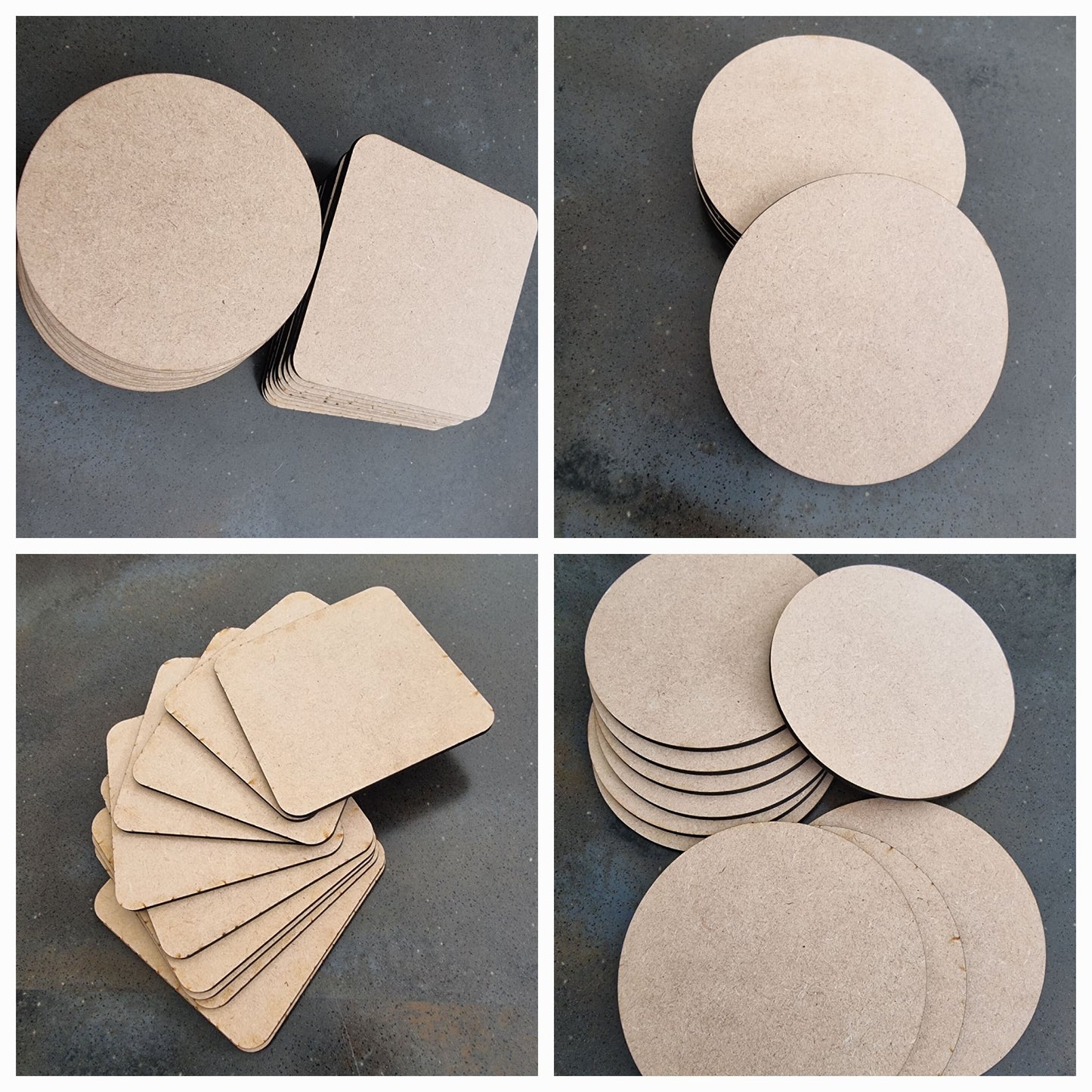 MDF Craft Blanks | Laser Cut Coaster Shapes | Cricut & Engraving DIY Craft Supplies UK x10
