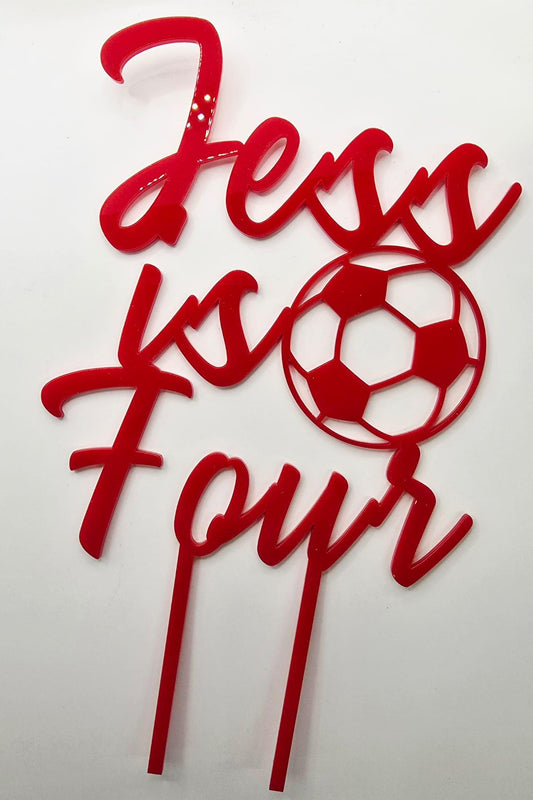 Personalized Football Acrylic Cake Topper, Premier League colours Custom Name & Age