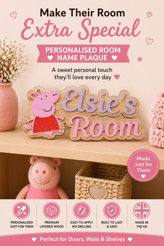 Personalised Kids Room Name Sign UK Wooden Door Plaque Custom Bedroom Nursery Sign Girls Room Decor
