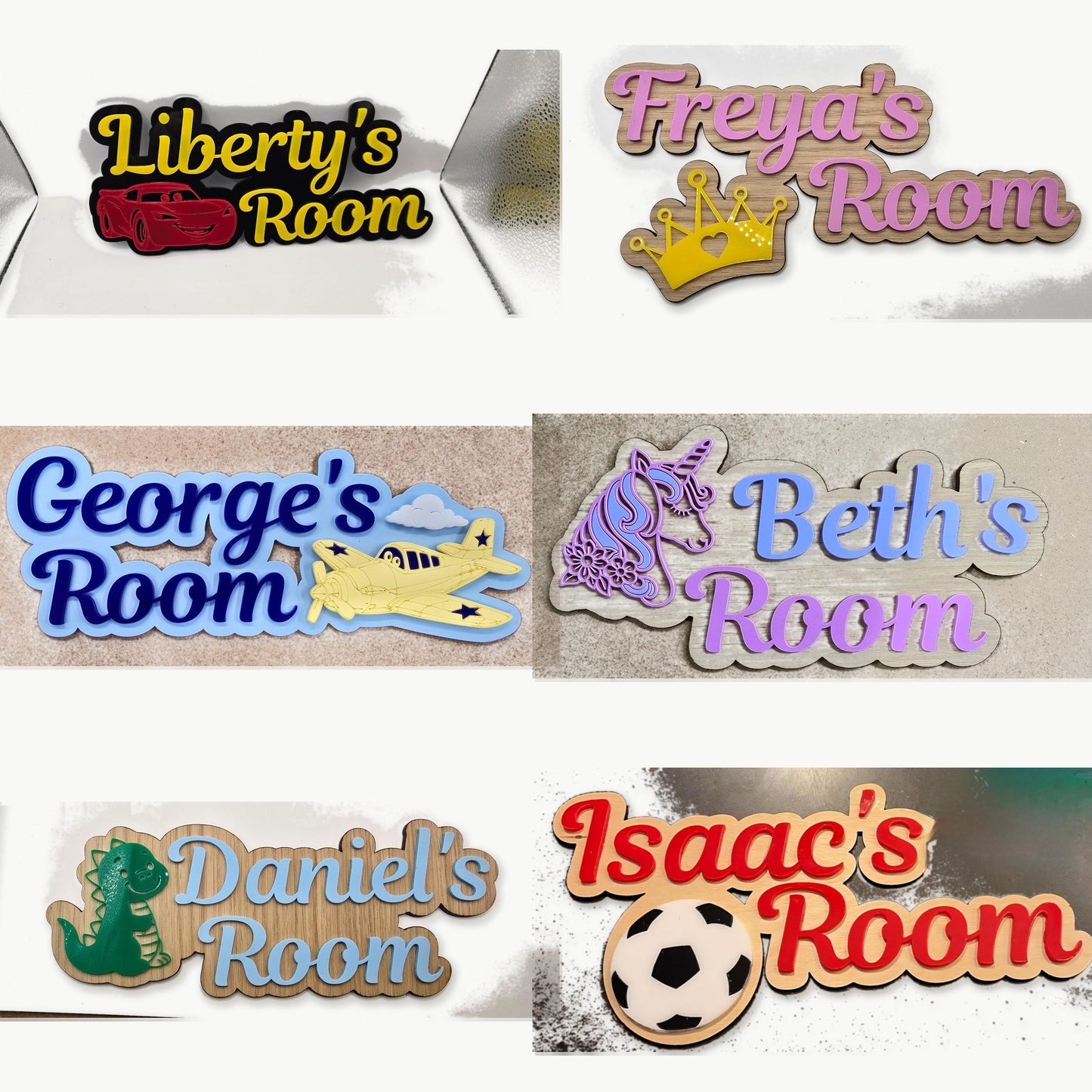 Personalised Football Door Name Sign | Layered Wood Acrylic Boys Room Decor