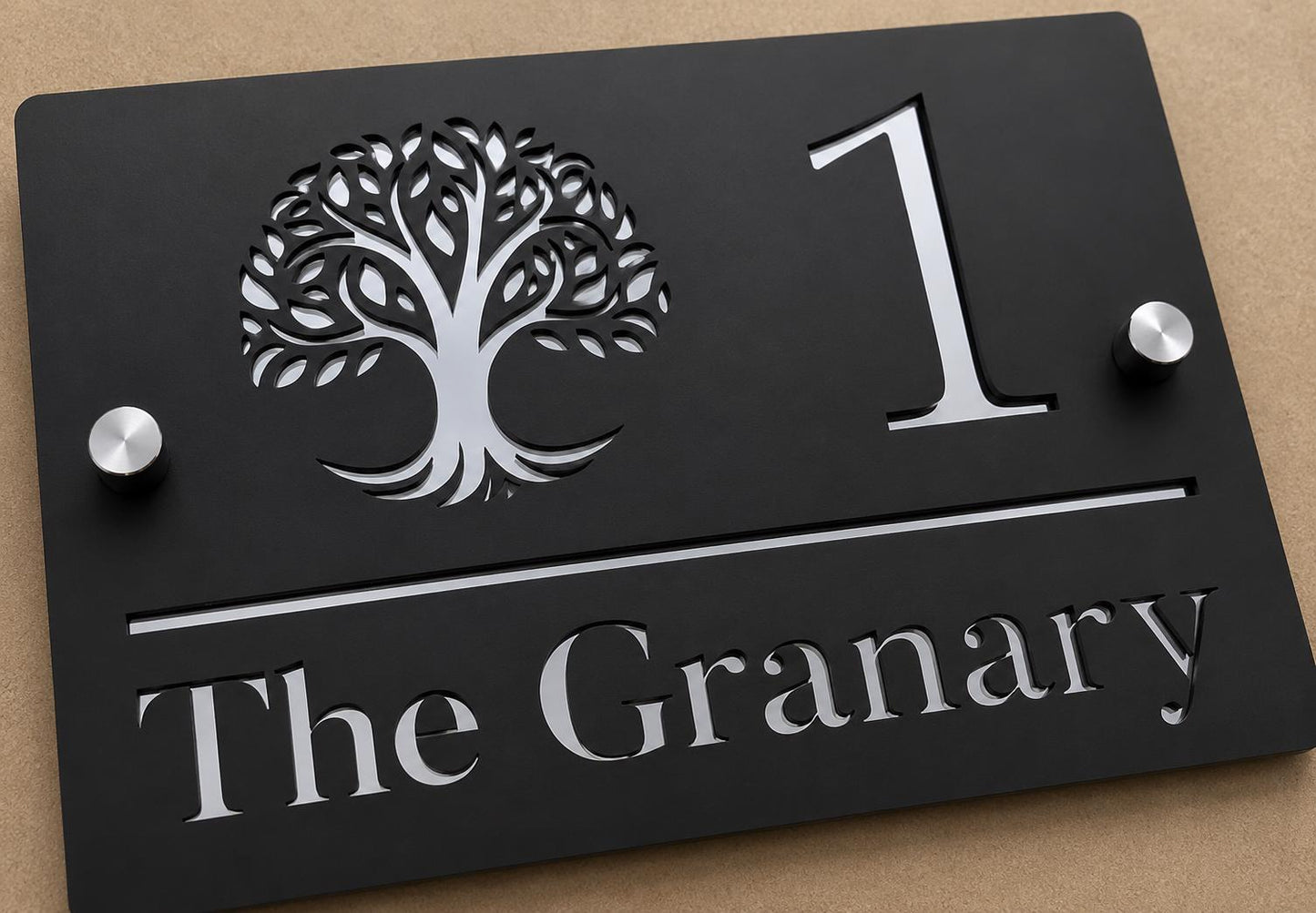 Black House Sign Personalised Address Plaque Mirror Silver Door Number Sign Modern Acrylic House Name Sign UK