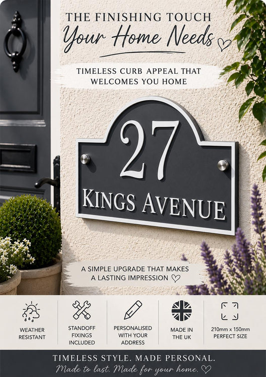 Mineral Grey House Sign Personalised Address Plaque Door Number Sign UK Acrylic Standoff Fixings