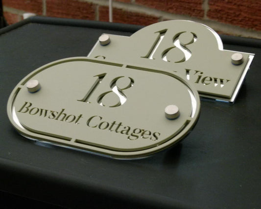 Sage Green House Sign Personalised Address Plaque Door Number Sign UK Mirror Silver Acrylic House Number Sign Modern Door Sign