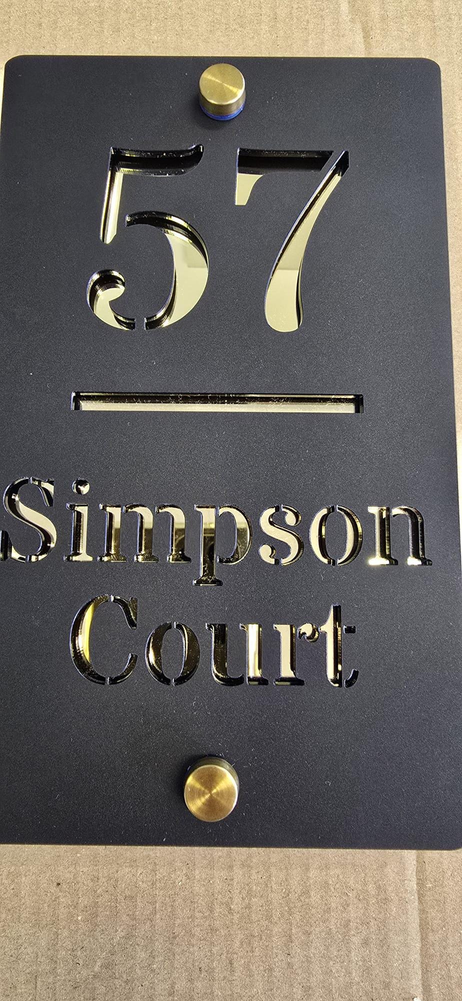 Black & Gold House Sign Personalised Address Plaque Modern Door Number Sign Acrylic House Number Sign UK Outdoor House Plaque