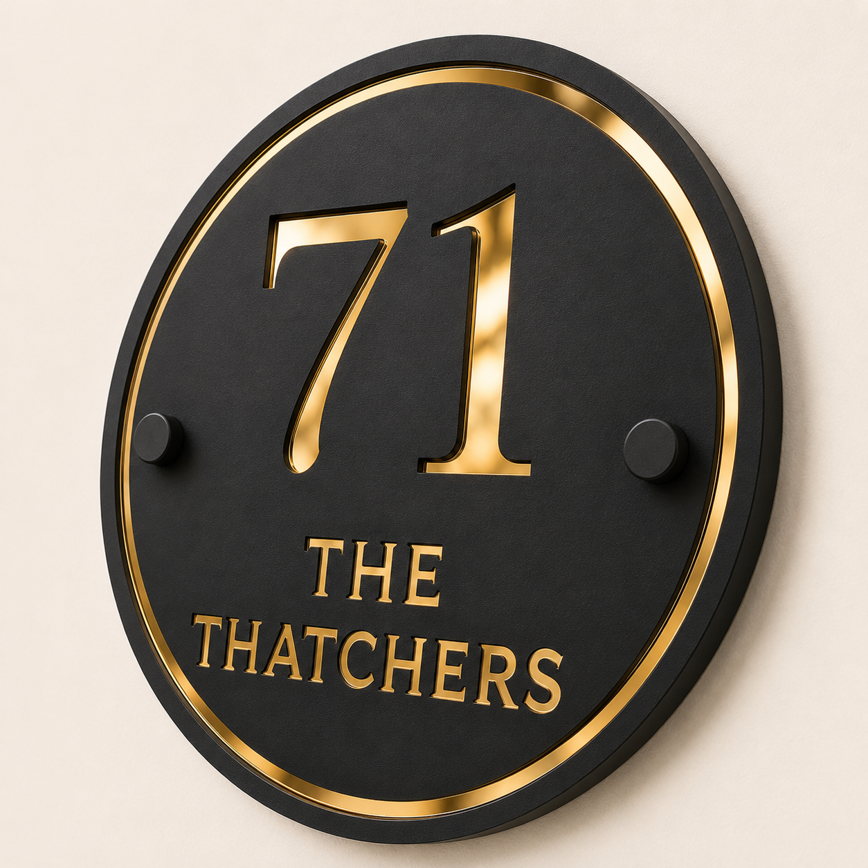 Matt Black & Mirror Gold Round Acrylic House Sign