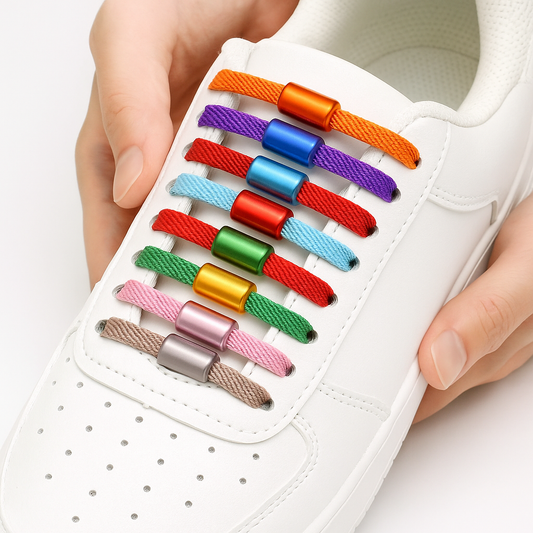 Oval 6mm - No Tie Shoe Laces Adult Kids Elastic Trainer Lace Lazy Easy No-tie Shoelaces Foot Wear Comfort Sneaker Flat Footwear