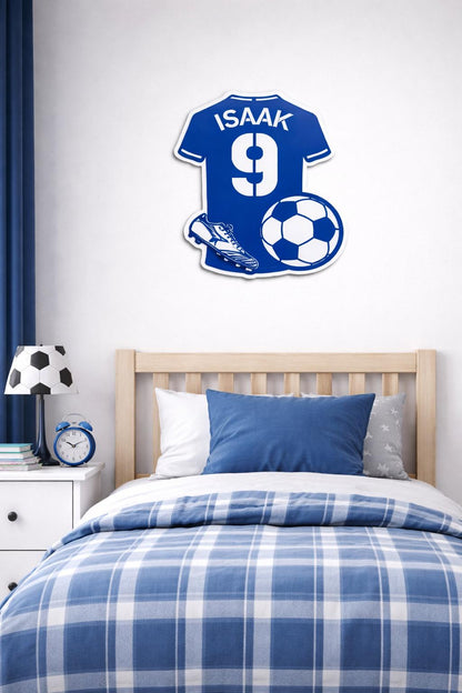 Personalised Football Door Sign | Boys Bedroom Door Plaque | Custom Name Football Shirt Sign | Kids Room Decor | Football Gift Boy