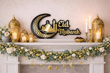 Ramadan Door Sign, Eid Mubarak Hanging Decoration Free standing or wall/door mounted