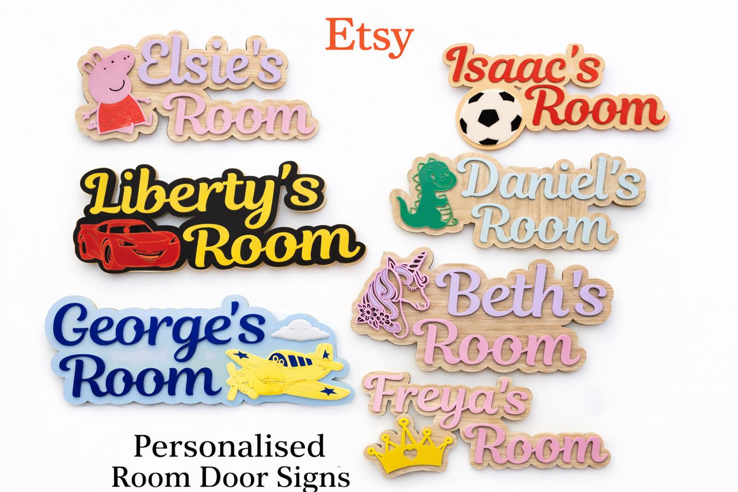 Personalised Kids Door Name Sign | Custom Nursery Bedroom Plaque | Child Name Sign | Wooden Acrylic Room Decor | Baby Gift UK
