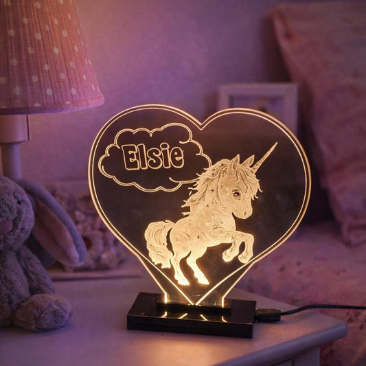 Personalized Unicorn LED Night Light, Color Changing Nursery Decor