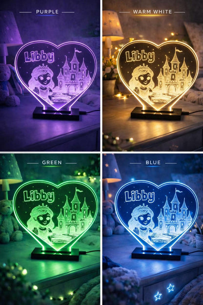 Personalized Princess LED Night Light, Color Changing Nursery Decor