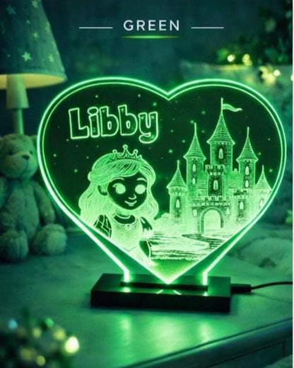 Personalized Princess LED Night Light, Color Changing Nursery Decor