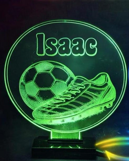 Personalised Football LED Night Light, Custom Name Kids Bedroom Lamp