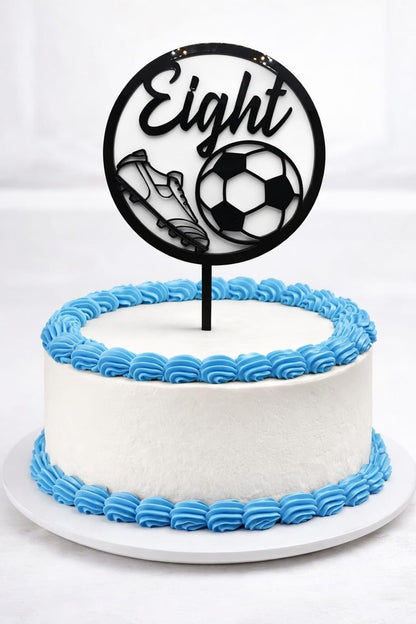 Personalized Football Acrylic Cake Topper, Premier League colours Custom Name & Age