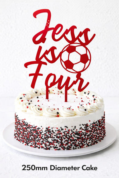 Personalized Football Acrylic Cake Topper, Premier League colours Custom Name & Age