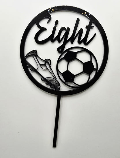 Personalized Football Acrylic Cake Topper, Premier League colours Custom Name & Age