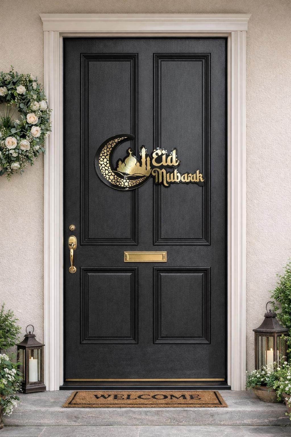 Ramadan Door Sign, Eid Mubarak Hanging Decoration Free standing or wall/door mounted