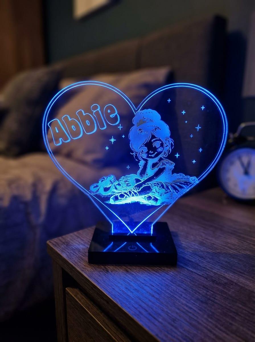 Personalised Ballerina LED Night Light, Colour Changing Acrylic Lamp