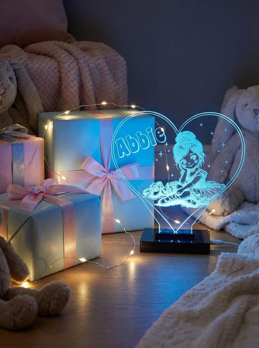 Personalised Ballerina LED Night Light, Colour Changing Acrylic Lamp