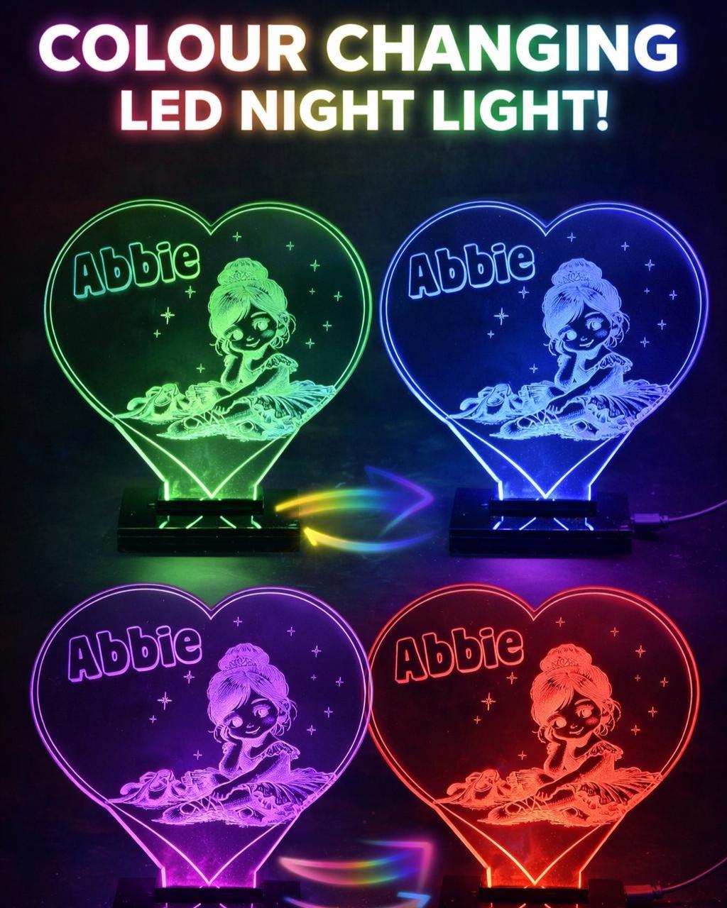 Personalised Ballerina LED Night Light, Colour Changing Acrylic Lamp