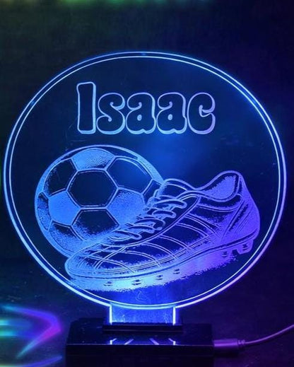 Personalised Football LED Night Light, Custom Name Kids Bedroom Lamp