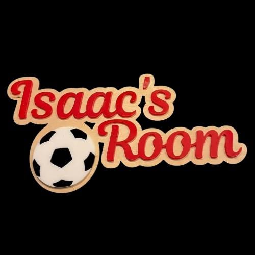 Personalised Football Door Name Sign | Layered Wood Acrylic Boys Room Decor