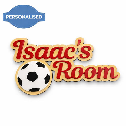 Personalised Football Door Name Sign | Layered Wood Acrylic Boys Room Decor