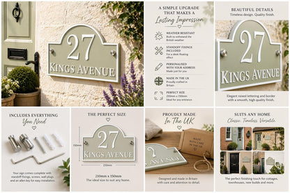 Traditional House Number Signs & Address Plaques in Sage Green