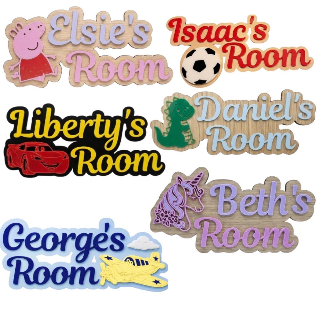 Personalised Football Door Name Sign | Layered Wood Acrylic Boys Room Decor