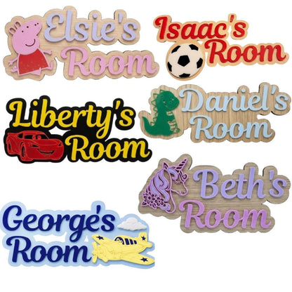 Personalised Football Door Name Sign | Layered Wood Acrylic Boys Room Decor