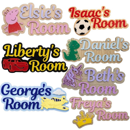 Personalised Dinosaur Name Sign | Layered Wood Acrylic Kids Room Decor