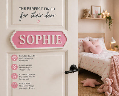 Personalised Door Name Sign | Kids Bedroom Door Plaque | Custom Acrylic Name Sign | Nursery Door Sign | Childrens Room Decor UK