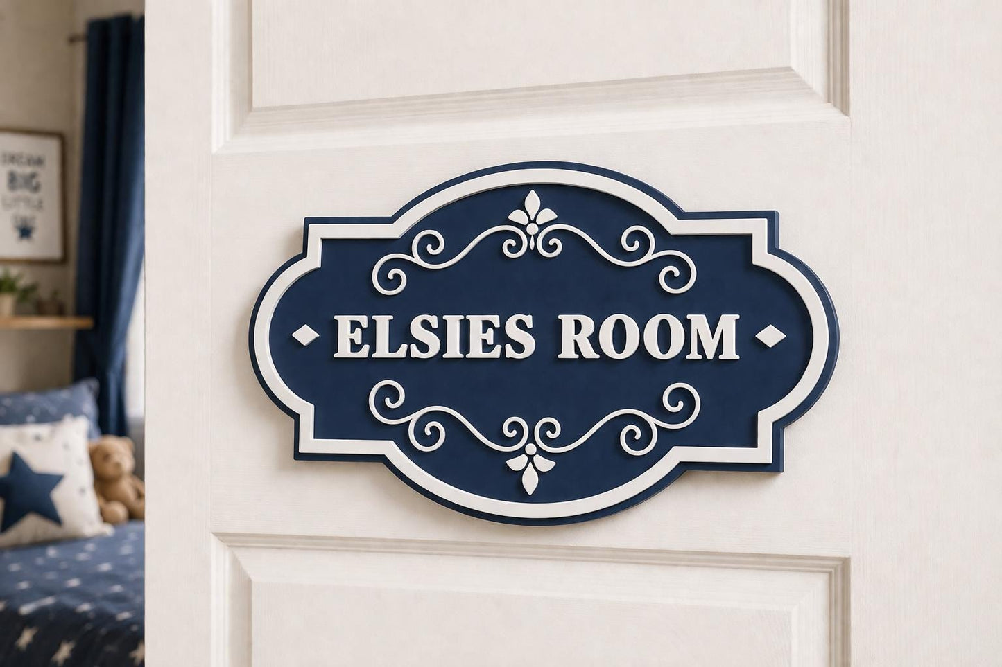 Personalised Blue Door Name Sign | Boys Bedroom Decor | Custom Name Plaque | Kids Room Sign | 3D Acrylic Sign | Handmade UK