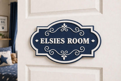 Personalised Blue Door Name Sign | Boys Bedroom Decor | Custom Name Plaque | Kids Room Sign | 3D Acrylic Sign | Handmade UK