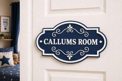Personalised Blue Door Name Sign | Boys Bedroom Decor | Custom Name Plaque | Kids Room Sign | 3D Acrylic Sign | Handmade UK