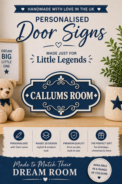 Personalised Sage Green Door Name Sign | Kids Bedroom Decor | Custom Nursery Plaque | 3D Acrylic Name Sign | Baby Gift UK | Door Plaque