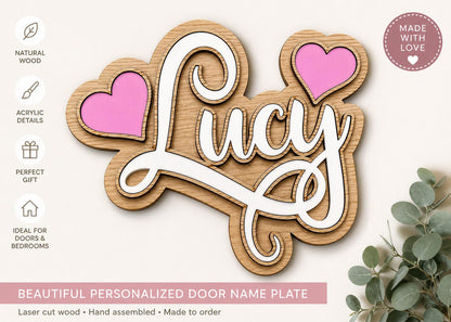 Personalised Wooden Name Sign | 3D Door Name Plaque | Custom Kids Room Decor | Oak & Acrylic | Nursery Bedroom Door Sign | Handmade Gift UK